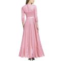 Frauen eleganter Spitze Rüschen Maxikleid