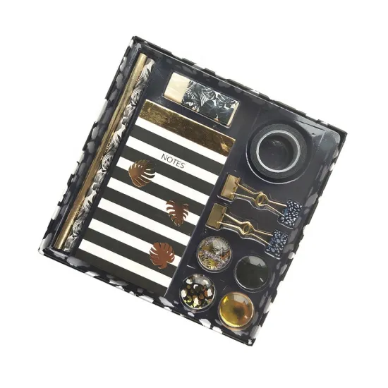 Gold Foil Notepad Stationery Set with Binder Clips: High-Quality Office Supplies