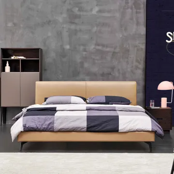 Italian Minimalist Orange Hermez leather bed