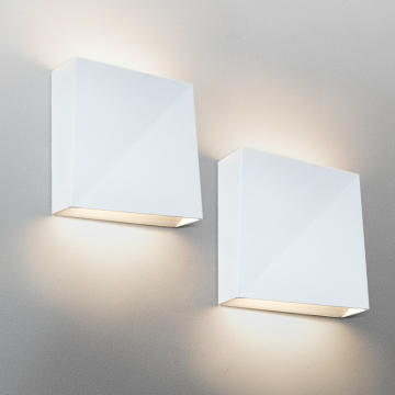 Simple Indoor White Black Living Room and Bedroom Interior Design with LED Wall Lamps