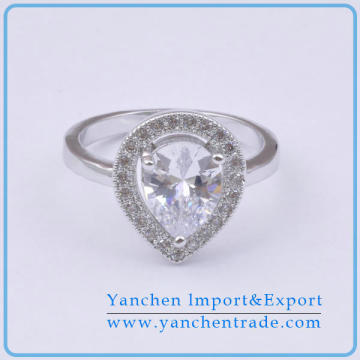 Factory Direct High Quality Gracious Peach Shape CZ Diamond Ring