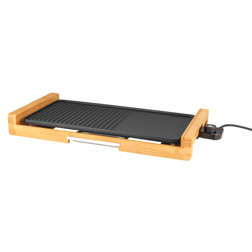 Electric grill with bamboo handle