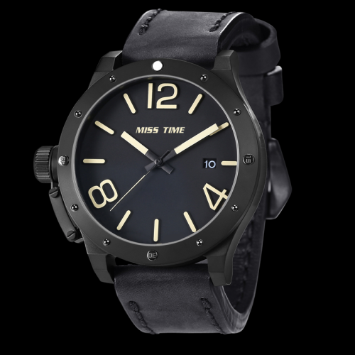 leather bands stainless steel japan movt mens quartz watch