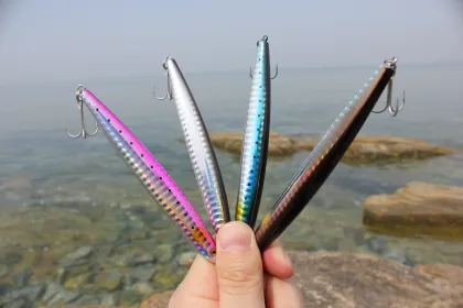 Stocked Needle Stickbait Fish Lure 10.5cm 27g Sinking Pencil Lure with VMC Hooks for Saltwater Fishing