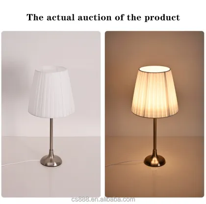 OEM ODM High Quality 5W Pleated Lampshade USB Bedside Table Lamp LED