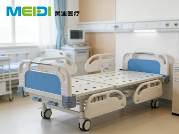 Single Crank Nursing Bed with Four Guardrails, Composite Headboard & Footboard, Central Control Brake for Senior Care & Health C