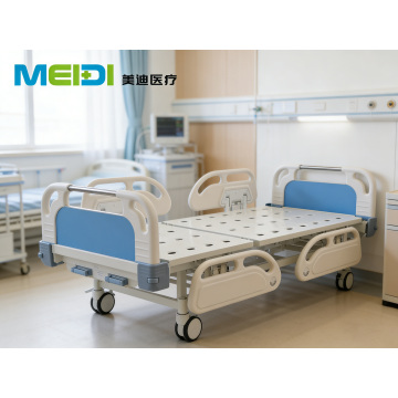 Single Crank Nursing Bed with Four Guardrails, Composite Headboard & Footboard, Central Control Brake for Senior Care & Health C