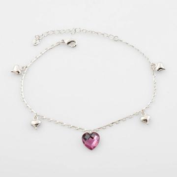 Fashion Copper Heart Anklet with Swarovski Stone