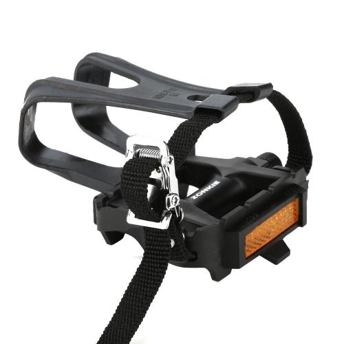 Bike Resin Pedal with Toe Clip/Strap 9/16 Inch