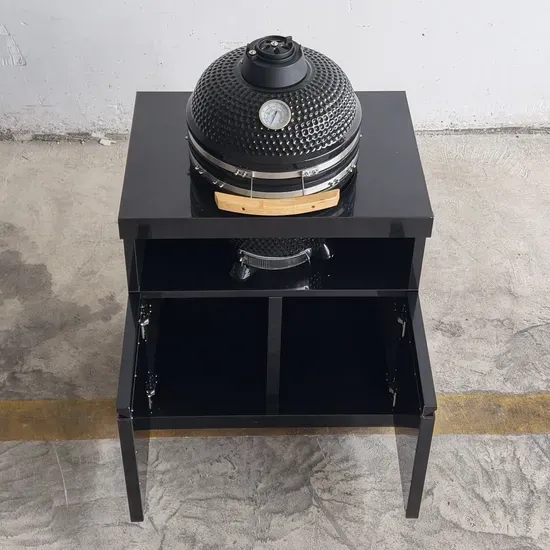 18" 304 Stainless Steel Kamado Ceramic Smoker Grill with Charcoal Patio Cabinet BBQ Egg Design