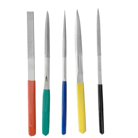 XUNDA 5pcs 215mm Electroplated Diamond Flat File Set