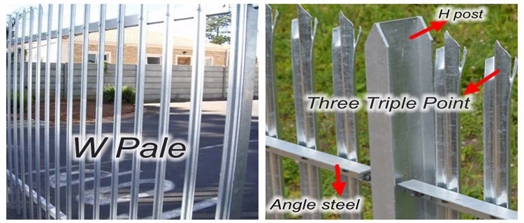 Steel Palisade Fence Metal Galvanized