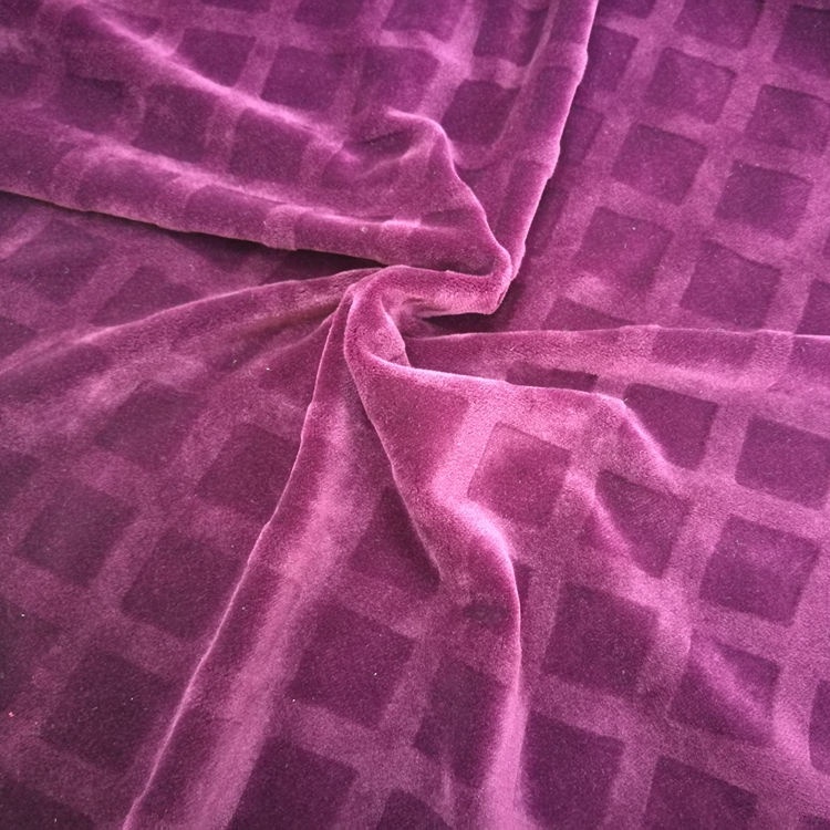 Polyester Spandex Motii Clipped Velvet Jacquard Fabric