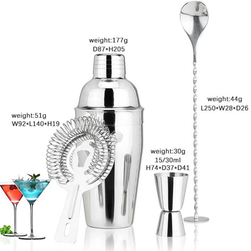 Outils de bar à cocktail élégant en acier en acier en acier 4 pièces