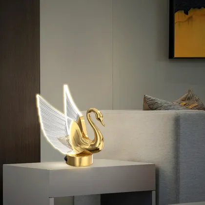 Modern Golden Metal Acrylic Bedside Table Lamp for Hotels
