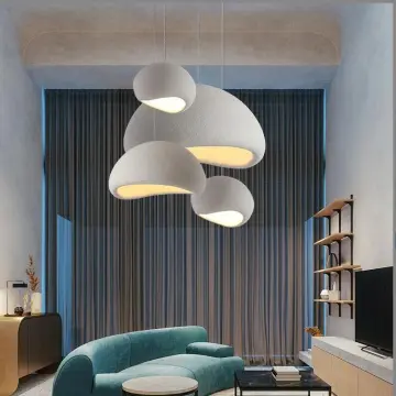Wabi Sabi 40cm Dome Shade White Concrete Bird's Nest Pendant Light E26/E27