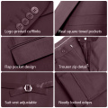 WYWK Men's 3-Piece Suit Prom Wedding Set-Dark Red-XXS