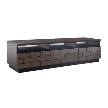 Elegant Wood Media Console with Parquet Design