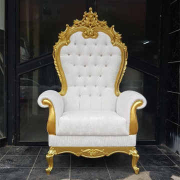 Luxury Wedding Throne Chairs: Gold Royal High Back Chairs for Groom, Queen, and Bride