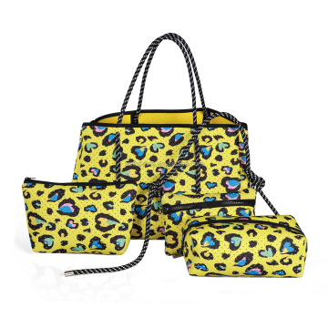 Customized Leopard Print Perforated Neoprene Beach Bag