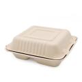 Disposable tableware 8 inch 3 compartments easy lock clamshell food container