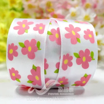 Flower custom satin printed ribbon