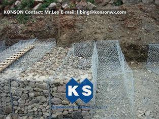PVC Coated Galvanized Galfan Gabion Boxes Double Twisting G