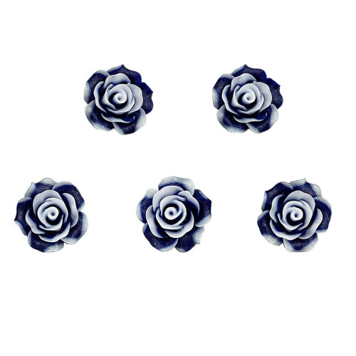 Kawaii Two-tone Roses Flatback Resin Rose Flowers Cabochons Scrapbooking Craft DIY Hair Bow Decoration Headwear Accessories