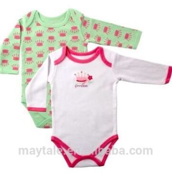 top quality long sleeve baby bodysuit of cute design and soft cotton fabric