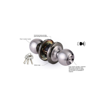 6-pin Brass Cylinder Door Knob Lockset Adjustable Latch
