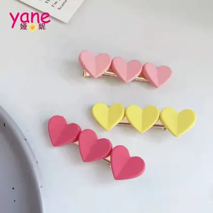 Korean Sweet Acrylic Heart Barrettes for Girls