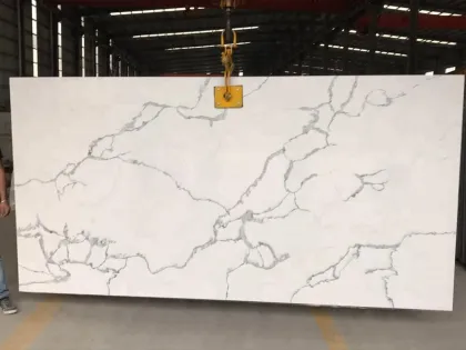 enginneered calacatta white quartz stone artificial stone slab