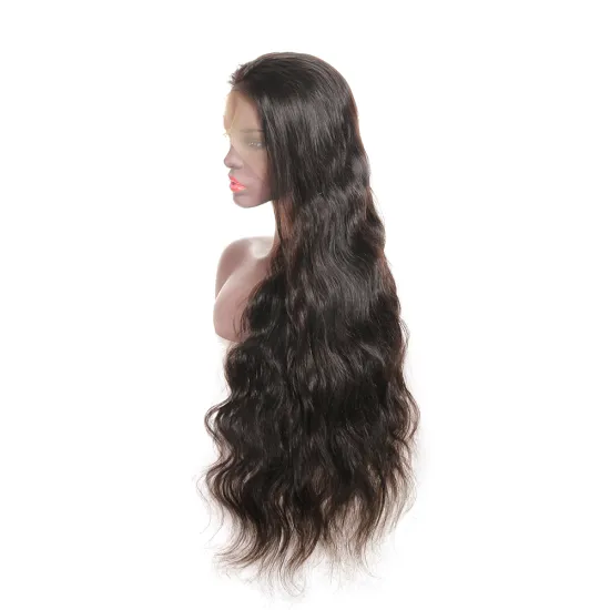 28 Inches Brazilian Black Body Wave Remy Human Hair 360 Degree Pre Plucked Swiss Lace Wigs