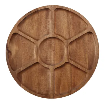 Round wooden food tray