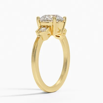 18K Round Lab Diamond Ring Vintage Custom | FLORAL JEWELRY