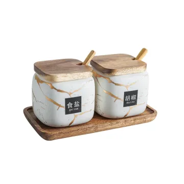 Creative Marble Pattern Kitchen Seasoning Bottle Set - 2pcs Wholesale