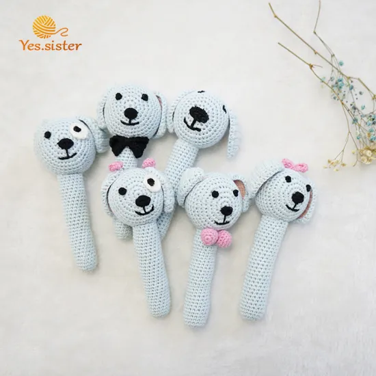 Handmade Amigurumi Dog Crochet Baby Rattle Ring