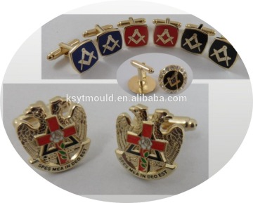 Custom metal masonic black cuff links and tie clips for men