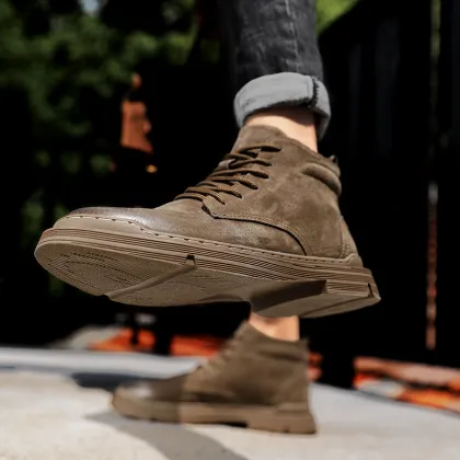 Custom LOGO High Top Genuine Leather Retro Martin Boots