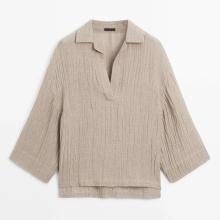 Women's elegant and versatile loose and lightweight linen shirt