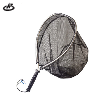 Rustproof Black Knotless Net with Stainless Handle, Nylon Frame and PVC Coated Fly Fishing Landing Net
