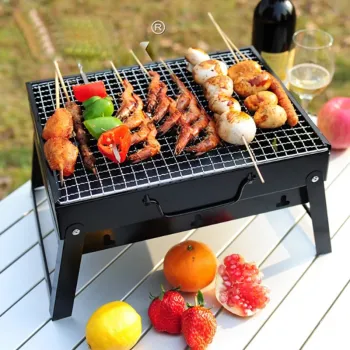 Folding Charcoal Barbecue: Portable Mini BBQ Grills for Outdoor Camping and Picnics