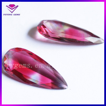 Customized Long Pear Shape Synthetic Glass Teardrop Multi Color Loose Glass Gemstone