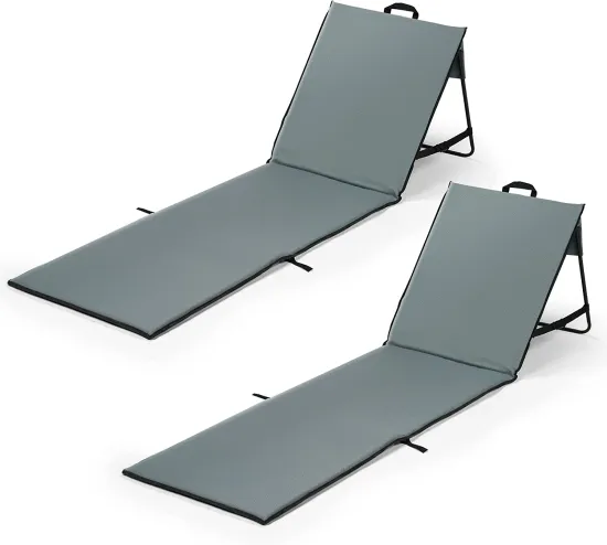 Portable Beach Chair: Lightweight, Folding, Reclining with Included Frame and Beach Mat
