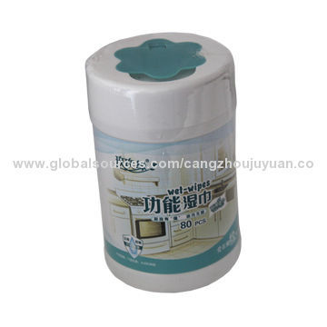 Good Quality Spunlace Kitchen Wet Tissue in Canister, OEM Orders Welcomed