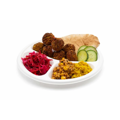 Plat makan 3-petak kompostable dalam bentuk bulat