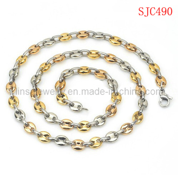 Three Color 316L Stainless Steel Chain for Men (SJC490)