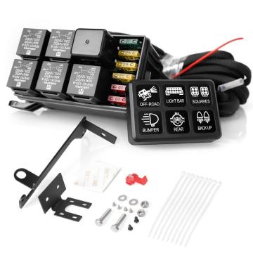 Universal 6 Gang Switch Panel Kit for Car, Marine, and Boat - Touch Control Relay System