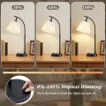 Rotatable Fabric Shade Nightstand Lamps Dual USB Charging