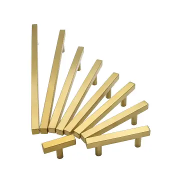 Goldenwarm Cabinet Handles Gold Drawer Pulls Square Cabinet Knobs T Bar Cupboard Door Handles Kitchen Hardware 2.5''~10"